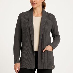 Barefoot Dreams cozy chic lite waffle knit open cardigan soft layer XL gray